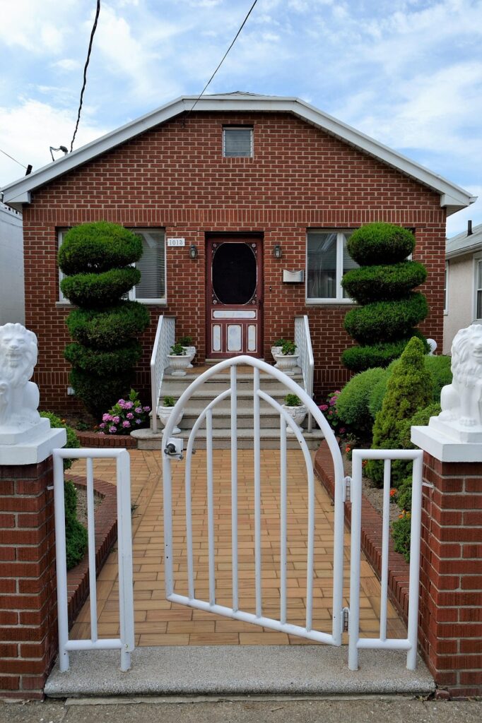 house, home, residence, residential, estate, real, architecture, family, new, brick house, brick home, property, brick, housing, lawn, walkway, contemporary, small house, mini house, mini, entrance, open gate, welcome, white gate, lions, gatekeepers, trees, mowed, green, trimmed, crafty, gardening, groomed, landscaping, yard, landscape, grass, outdoor, fresh, design, mow, color, gardener, hedge, neat, well groomed, well kept, cared for, care, clean, flower background, beautiful flowers, nice, painted, white, bricks, steel, telephone wire, queens new york, nyc, botany, flora, flower, colorful, spring, summer, plant, nature, garden, botanical, blossom, blooming, exterior, bloom, front yard, steps, iron, cast iron gate, front door, insurance, claim, deed, mortgage, flower wallpaper, rent, owner, ownership, investment, decoration, natural, leaf, window, front, pink, lavender, tree, hedges, floor, ground, sidewalk, opened, glass, urban